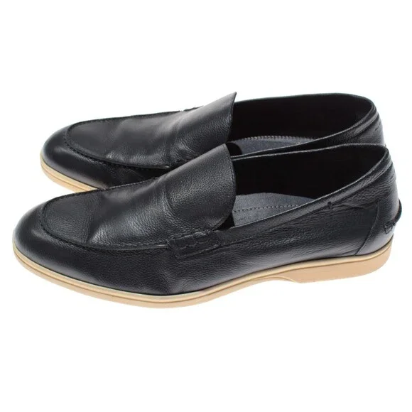 Di Bianco NWB Etna Pebble Leather Loafers / Drivers Size 42.5 (US 9.5) in Navy